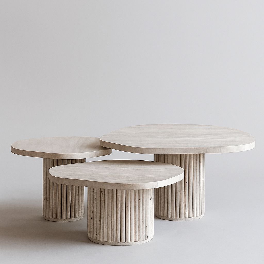 Trio table basse rond champignon